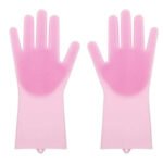 2 Guantes Silicona Esponja Lavaplatos Mascota Gato-Perro